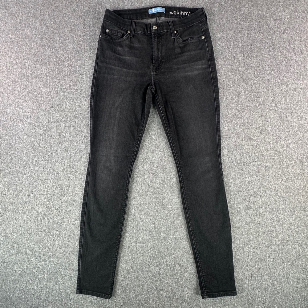 7 For All Mankind Jeans Womens 29 The‎ Skinny Black b(air) Denim Stretch
